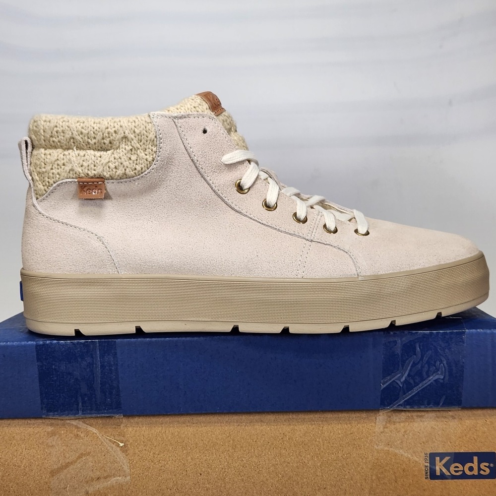 Keds Tahoe Suede Cable Knit Oat Womens Platform Sneakers WH67349 Size 11 - Picture 1 of 8
